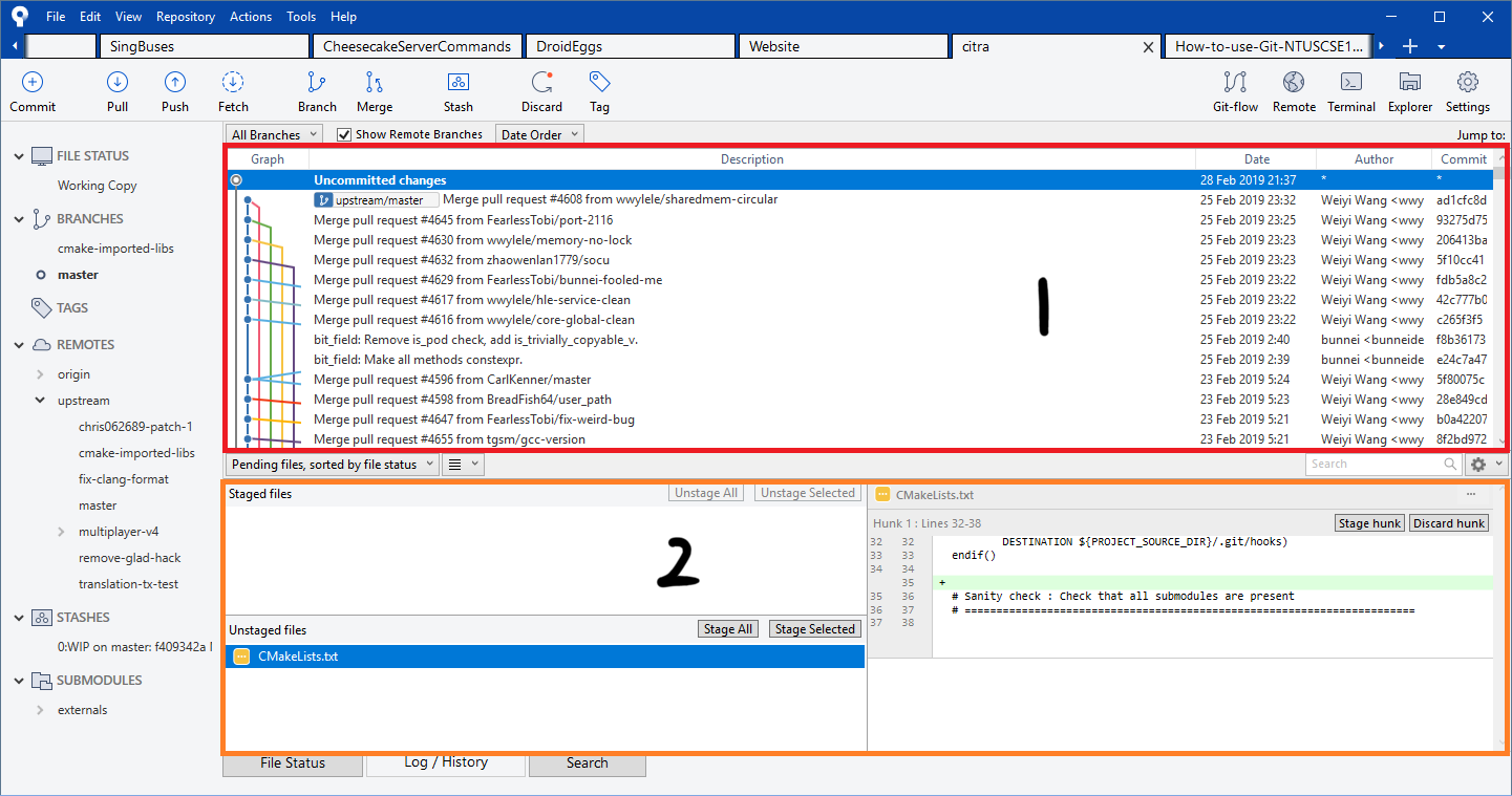 SourceTree Code History View